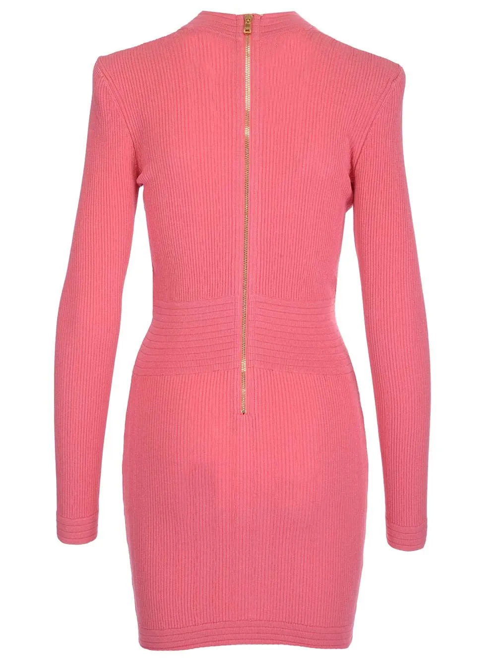 Balmain Ribbed-Knit V-Neck Mini Dress