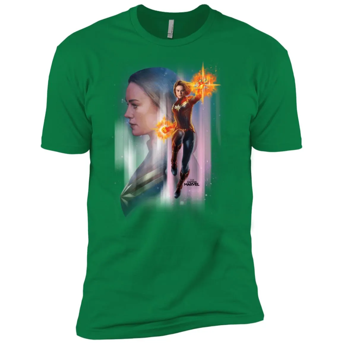 Captain Marvel Flying Space Portrait Men Short Sleeve T-Shirt