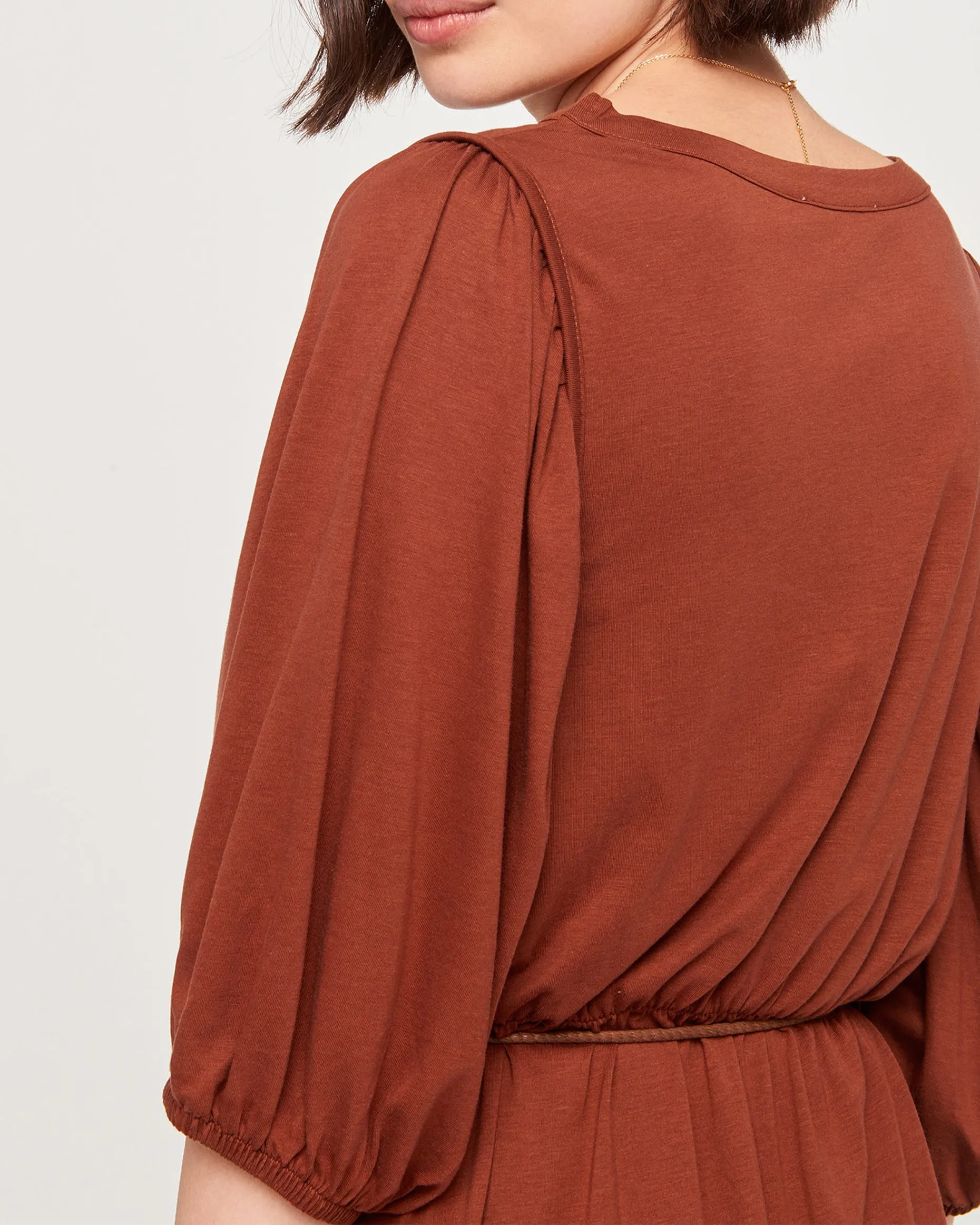 Charlotte Belted Jersey Dress Terre Brulee