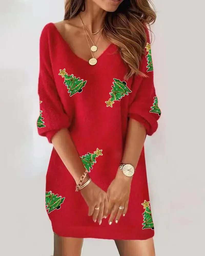 Cozy Christmas Long Sleeve Knit Sweater - Celebrate the Holidays in Style!