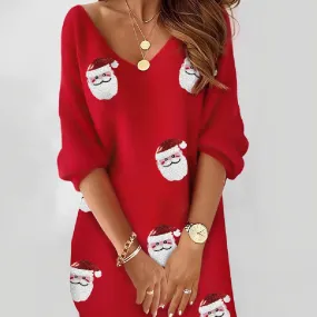 Cozy Christmas Long Sleeve Knit Sweater - Celebrate the Holidays in Style!