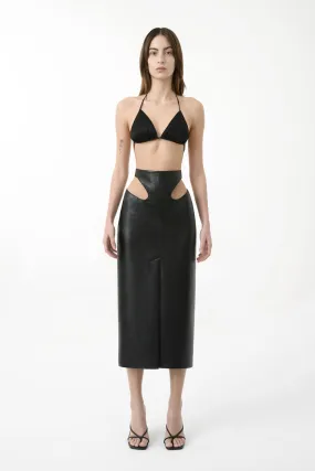 Eco Leather Cut-Outs Pencil Skirt