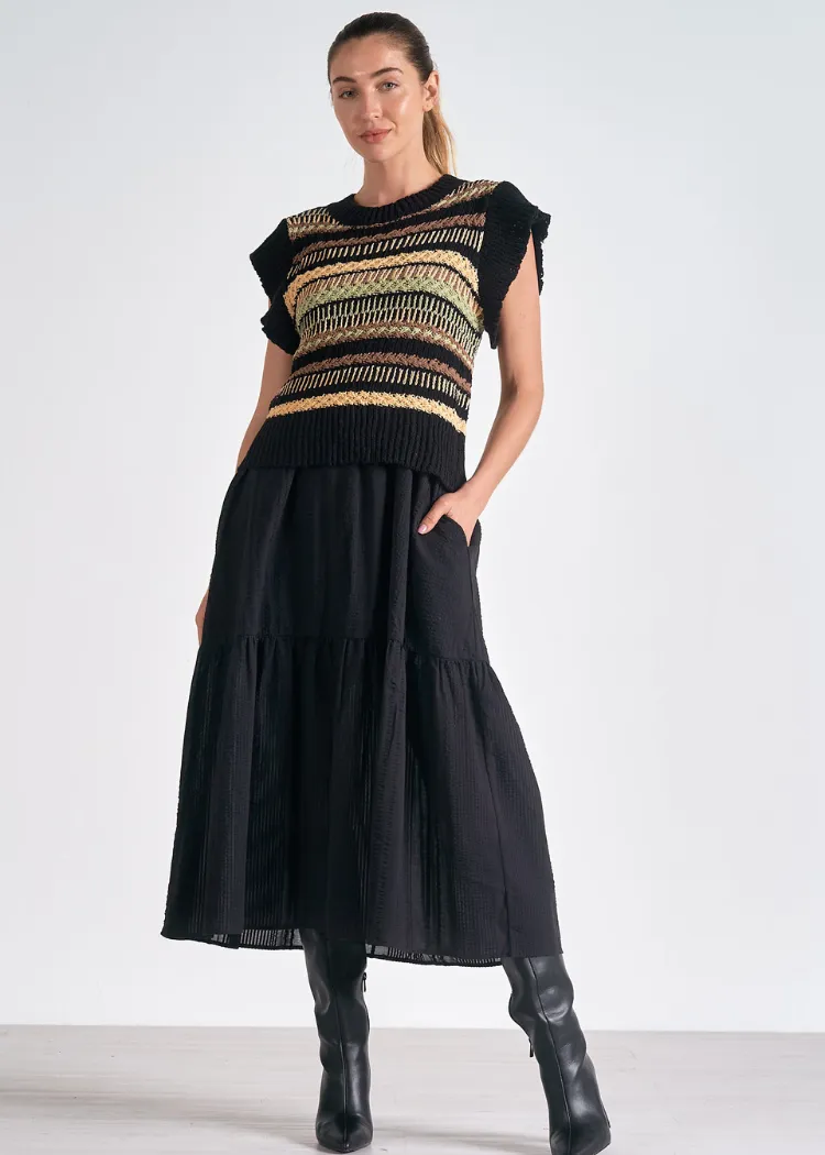 Elan Staci Midi Dress- Black