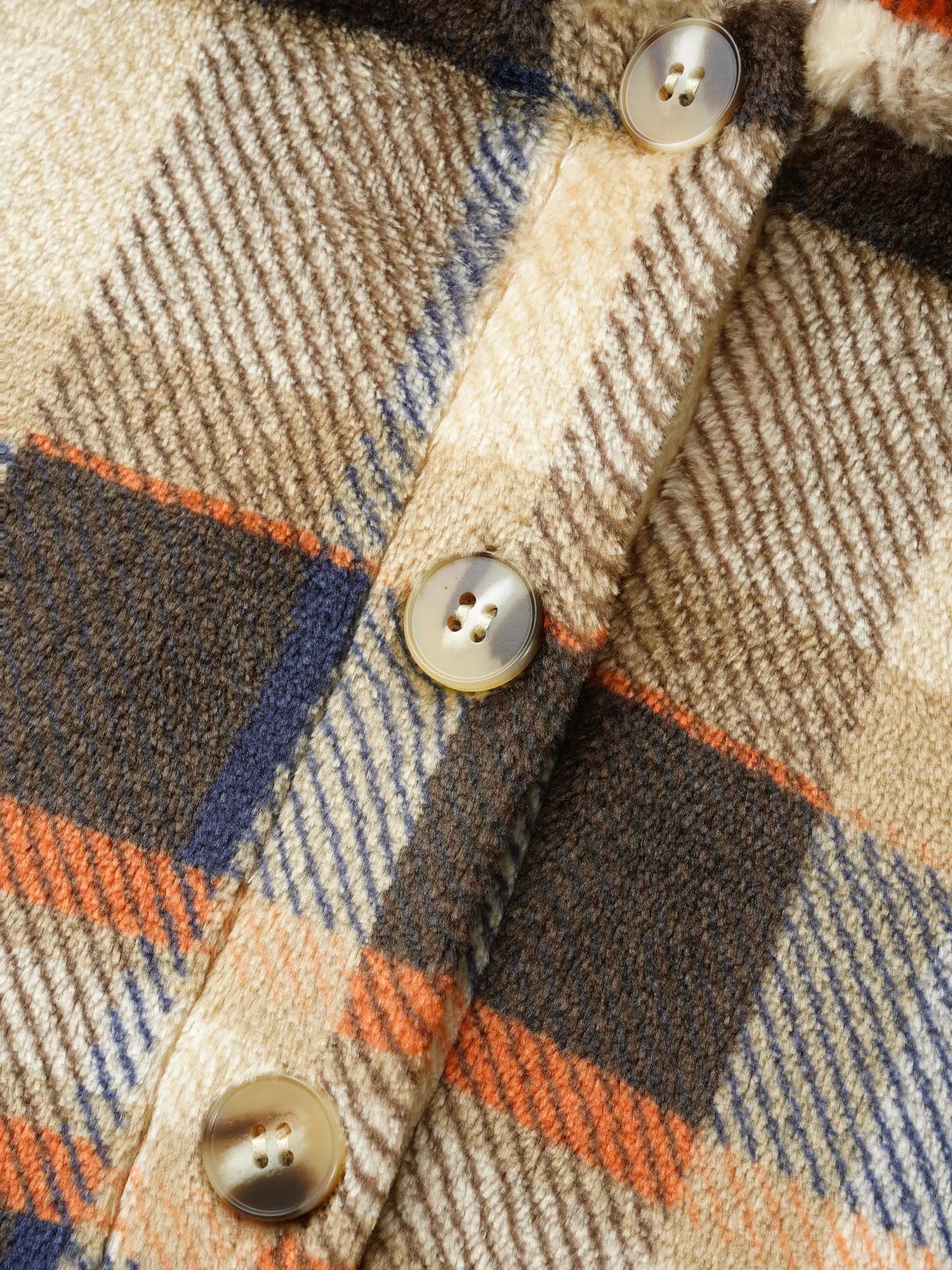 Fuzzy Pullover Plaid Hoodie