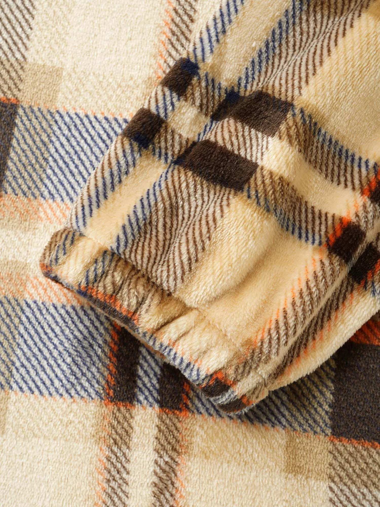 Fuzzy Pullover Plaid Hoodie