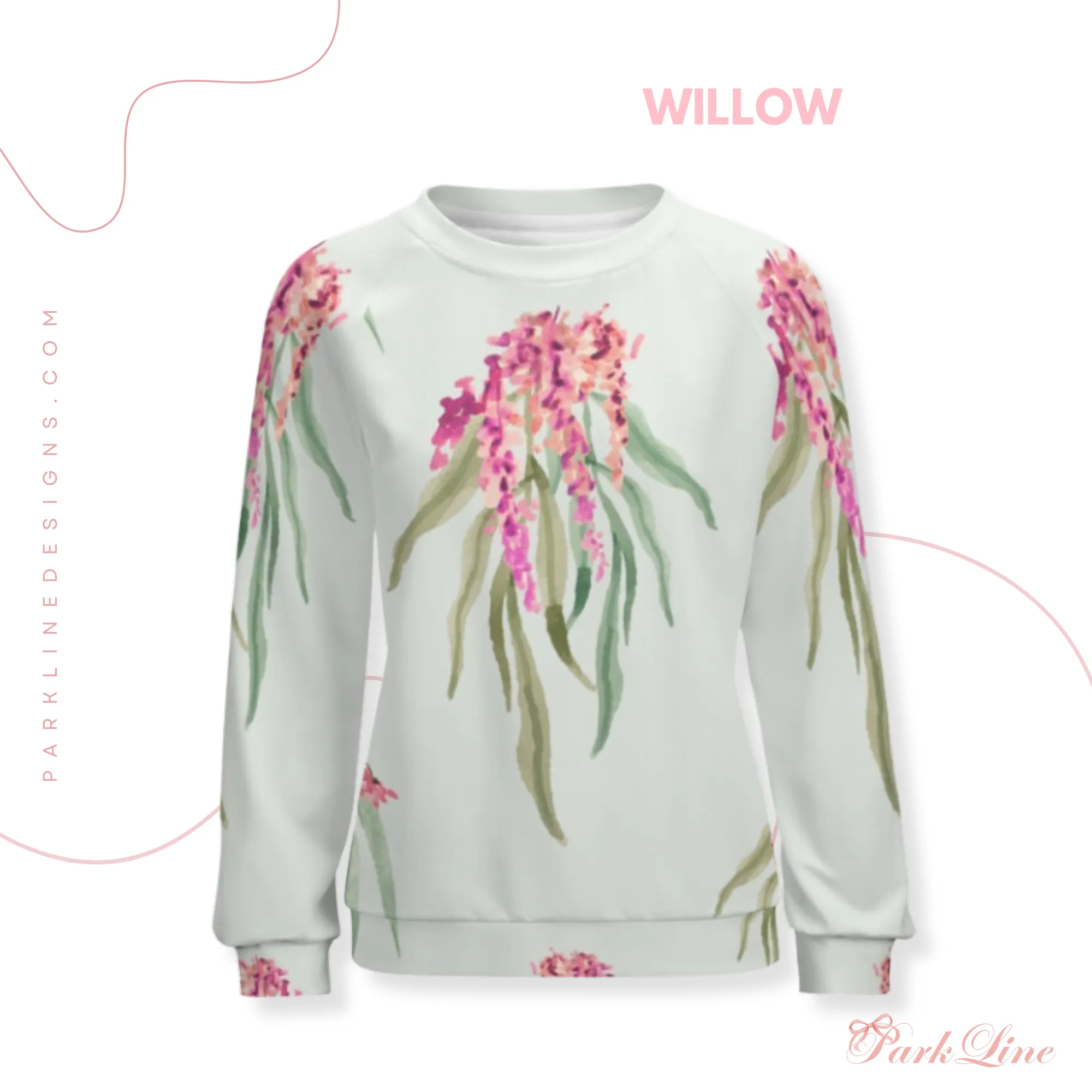 Golden Florals | Women’s Raglan Sweatshirt | Cozy Autumn & Winter Crewneck