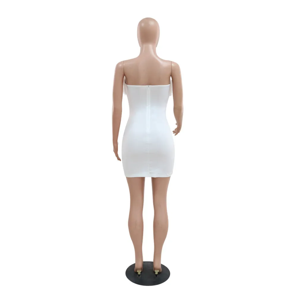 MALYBGG Trendy Furry Strapless Bodycon Dress 900565LY