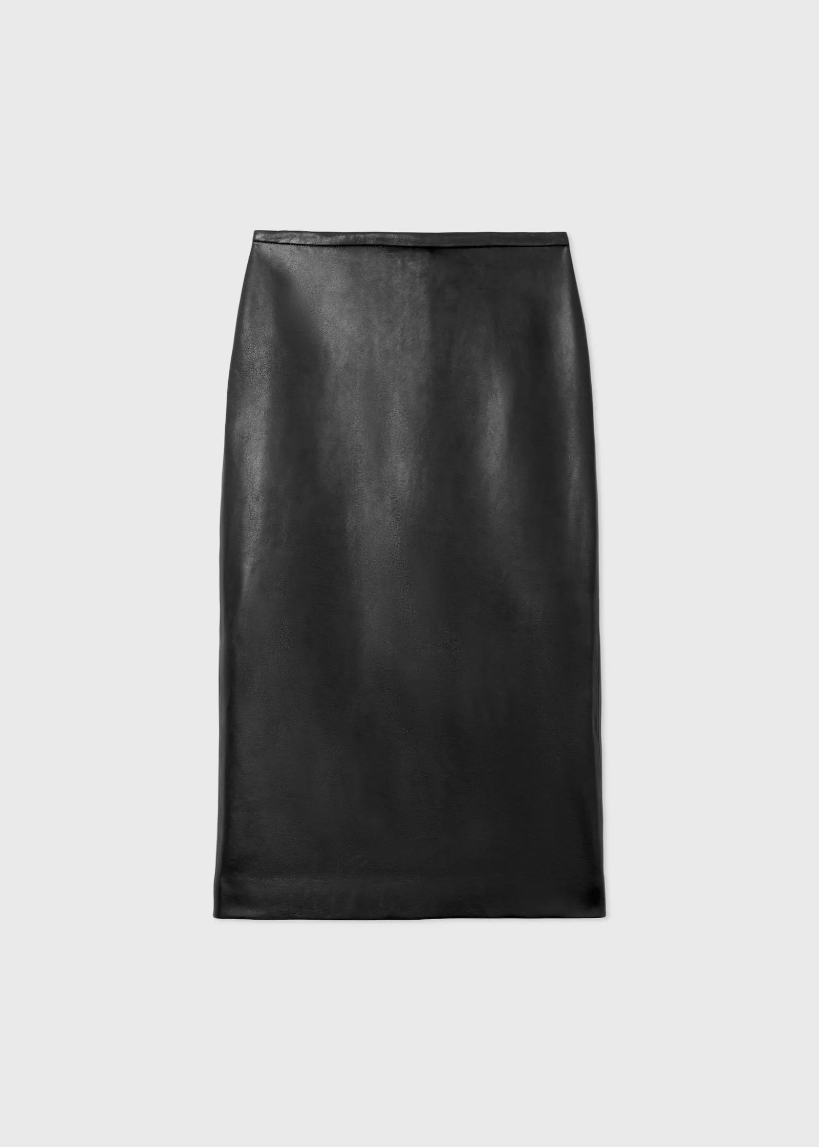 Midi Pencil Skirt in Glove Leather - Black