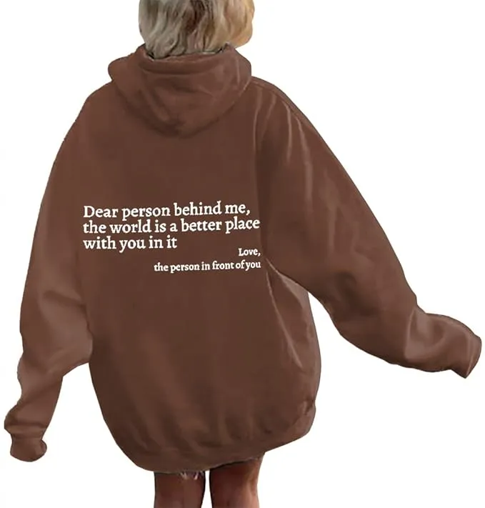 NEW LELISKA You are Enough Hoodie, Dear Person Behind Me Hoodie Sweatshirt, You are Enough Graphic Sweatshirt Pullover Hoodies, Brown, Sz XL