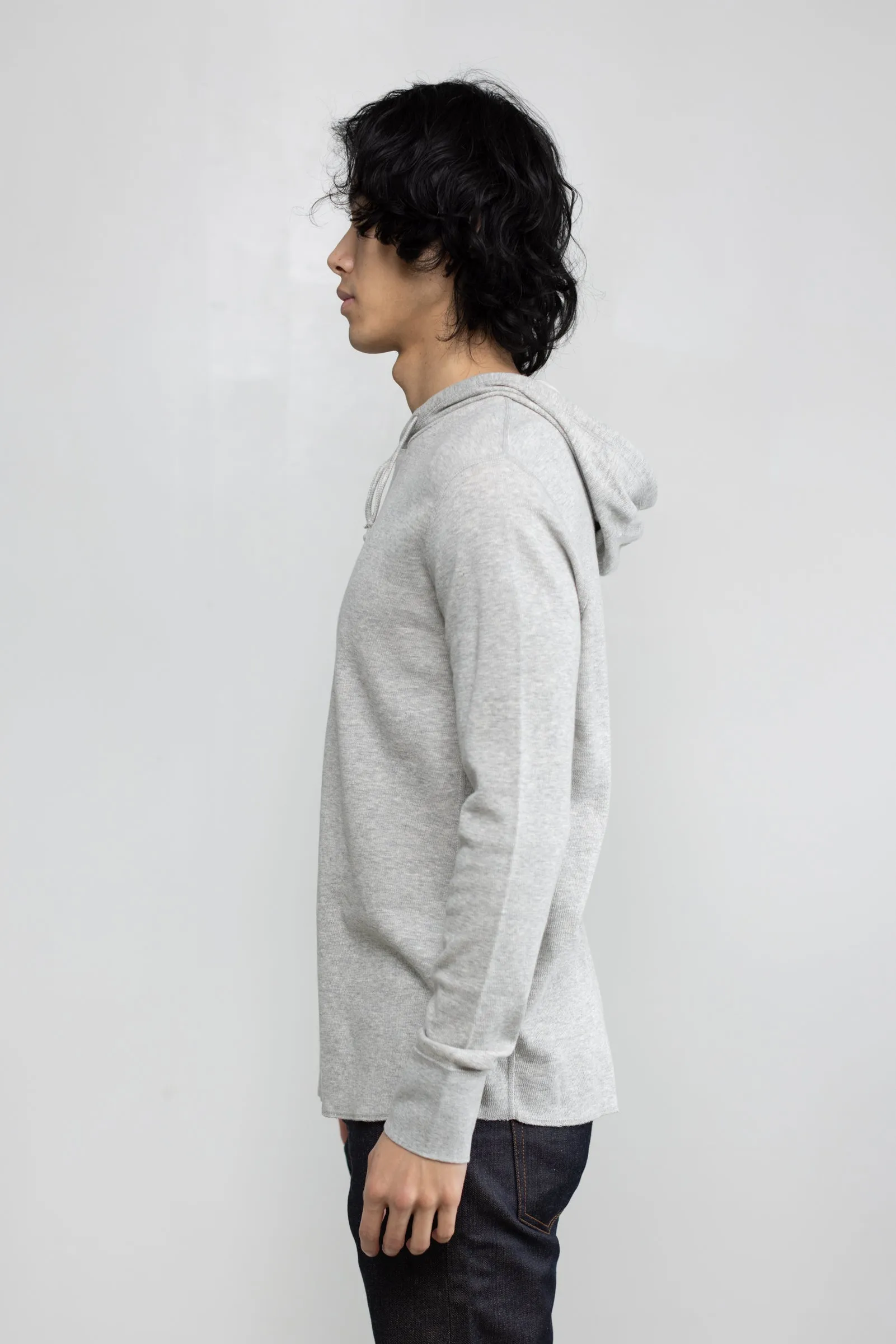 NS2155-6 Mesh Thermal Pullover Hoodie in Melange Grey