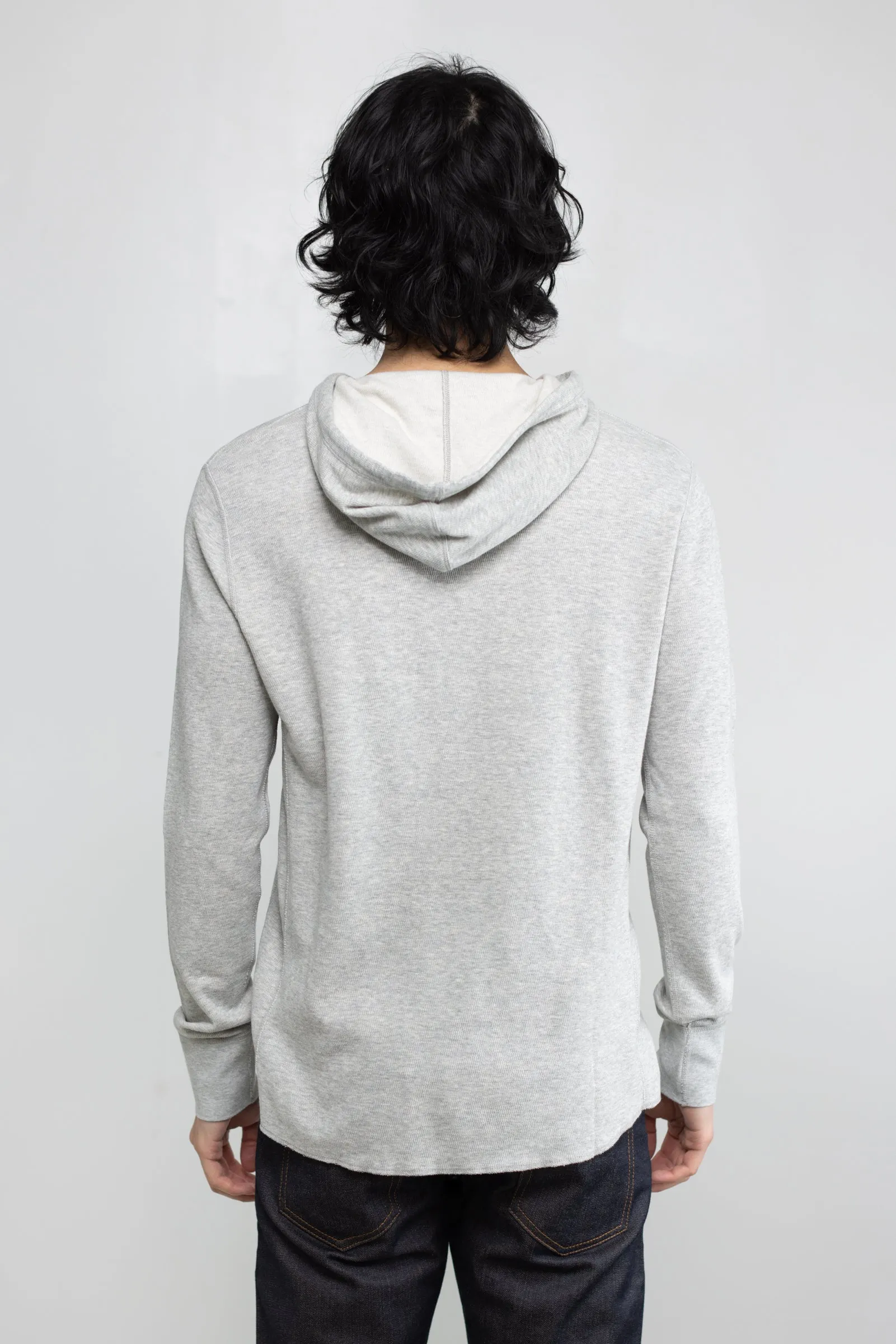 NS2155-6 Mesh Thermal Pullover Hoodie in Melange Grey