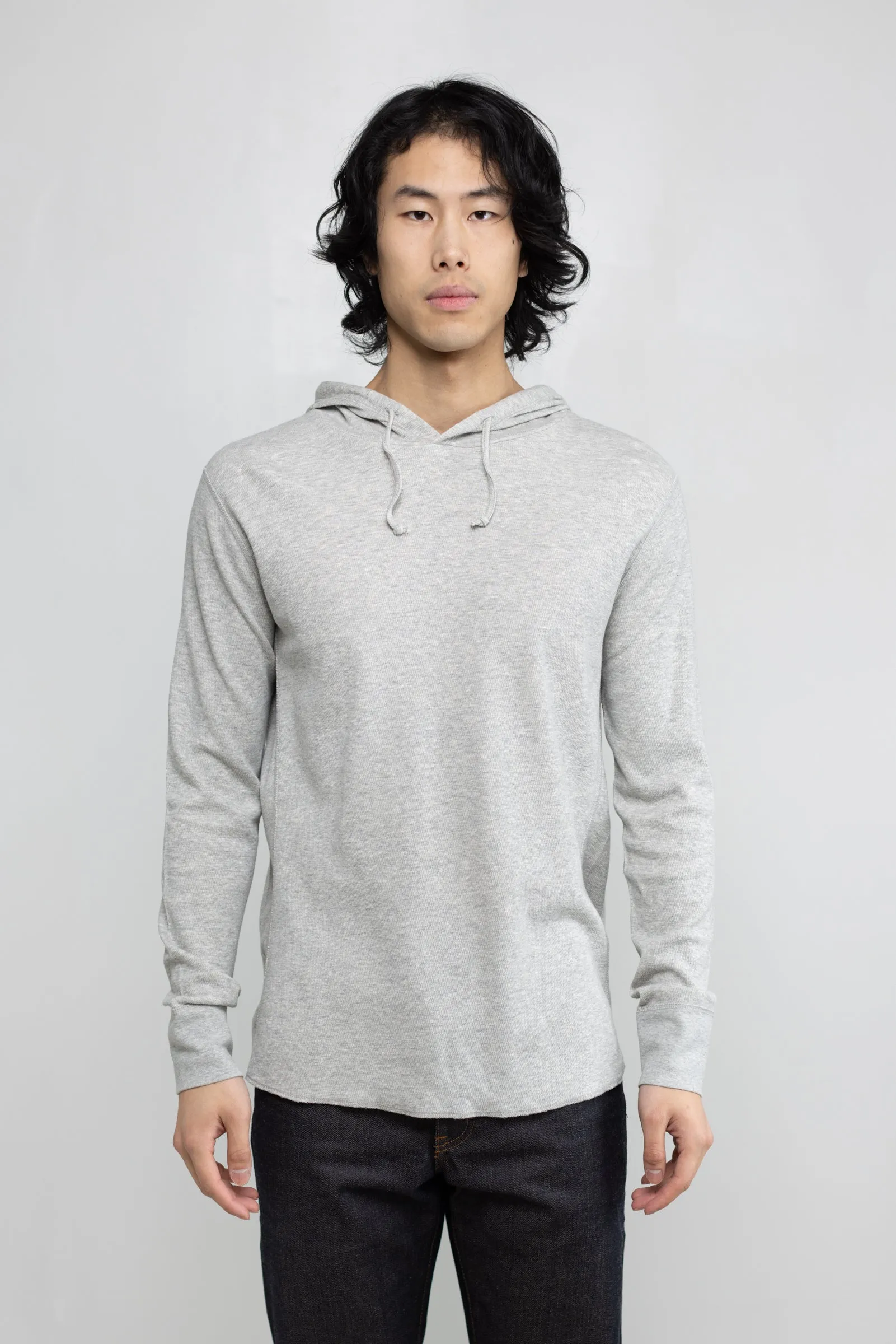NS2155-6 Mesh Thermal Pullover Hoodie in Melange Grey