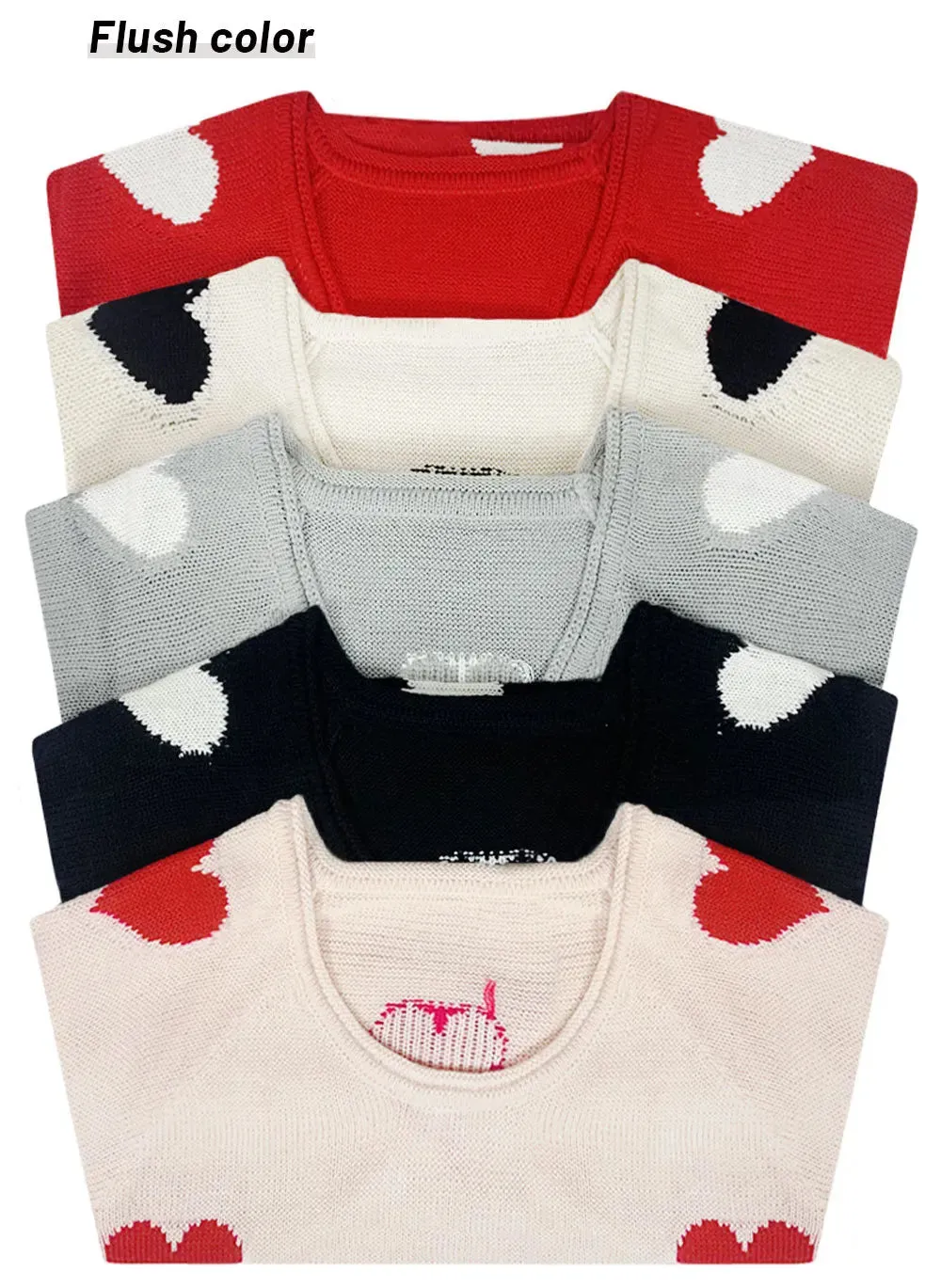 Scoop Neck Cold Shoulder Girly Hearts Sweaters