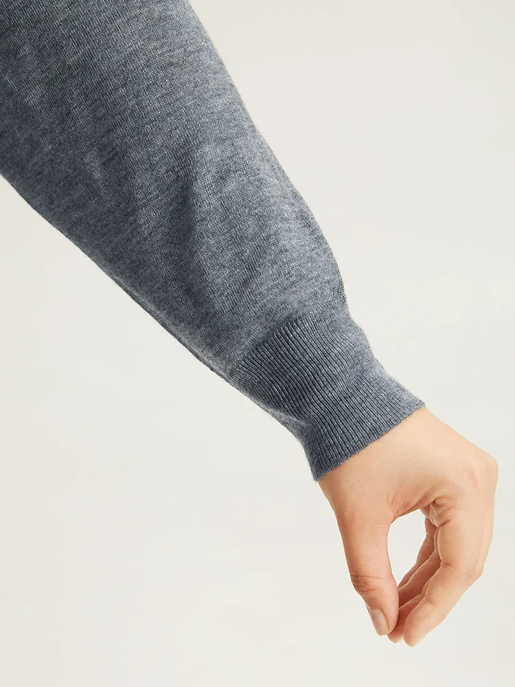 Supersoft Essentials Heather Pearl Beaded V Neck Pullover