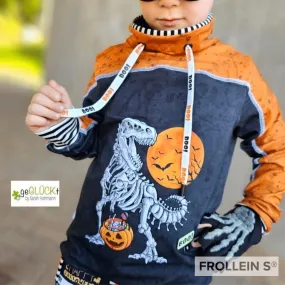 T-Rex Trick or Treat Panel Set - Organic French Terry Fabric - Kids Halloween Outfit