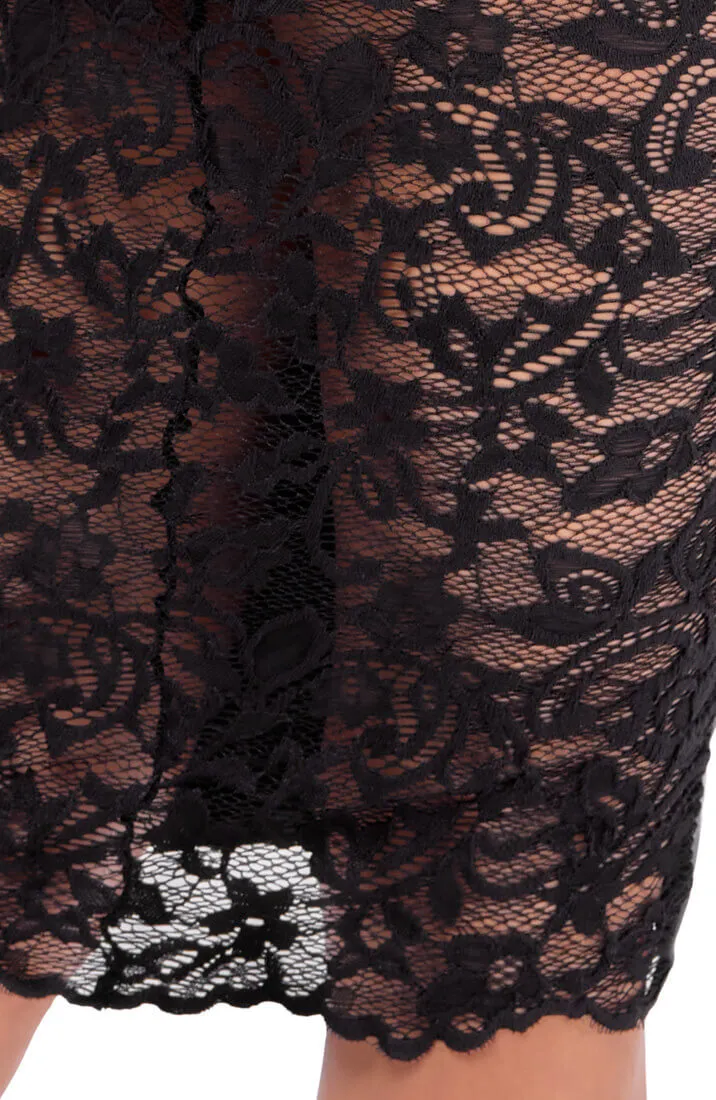 Wet look X lace pencil skirt - Nymphomania